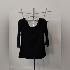 Ann Taylor Dark Navy Off Shoulder Elegant Top